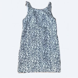 Zara TRF Navy Daisy Mini Dress Deep V Ruffle Back shift dress